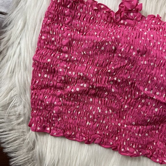 Coolchange Women's Size Large Pink Polka Dot Smocked Daria Top Tie‎ Back - Picture 2 of 10